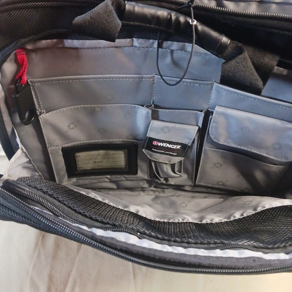 Wenger Swiss Army Laptop Bag Gray Black Shoulder Travel Portable Luggage Modern